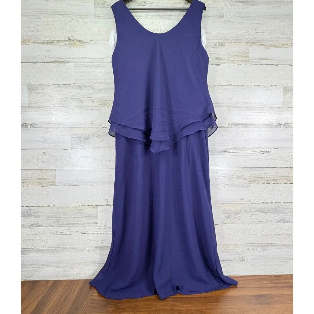 Dressbarn Woman‎ Collection 18W Purple Dress Set Embellished Jacket Chiffon
